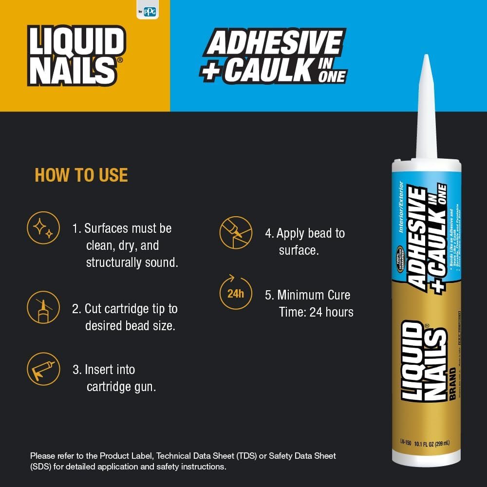 Adhesive + Caulk in One LN-150, 10 oz White, view 3