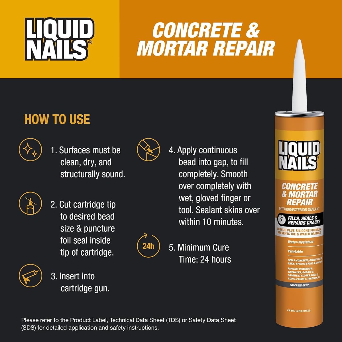 Concrete & Mortar Repair Adhesive, 10.3 oz, view 3