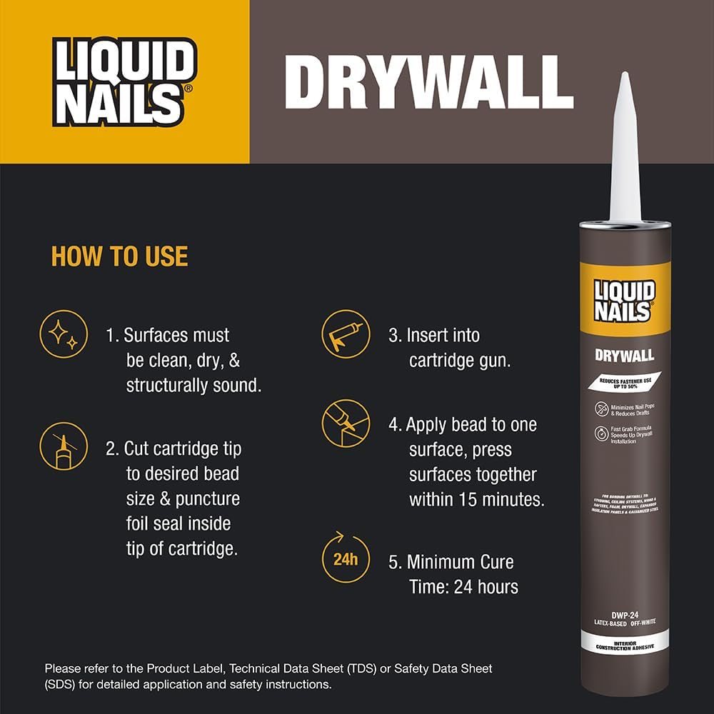 Drywall 28 oz Off-White Interior Adhesive Low VOC, 12 Pack, view 4
