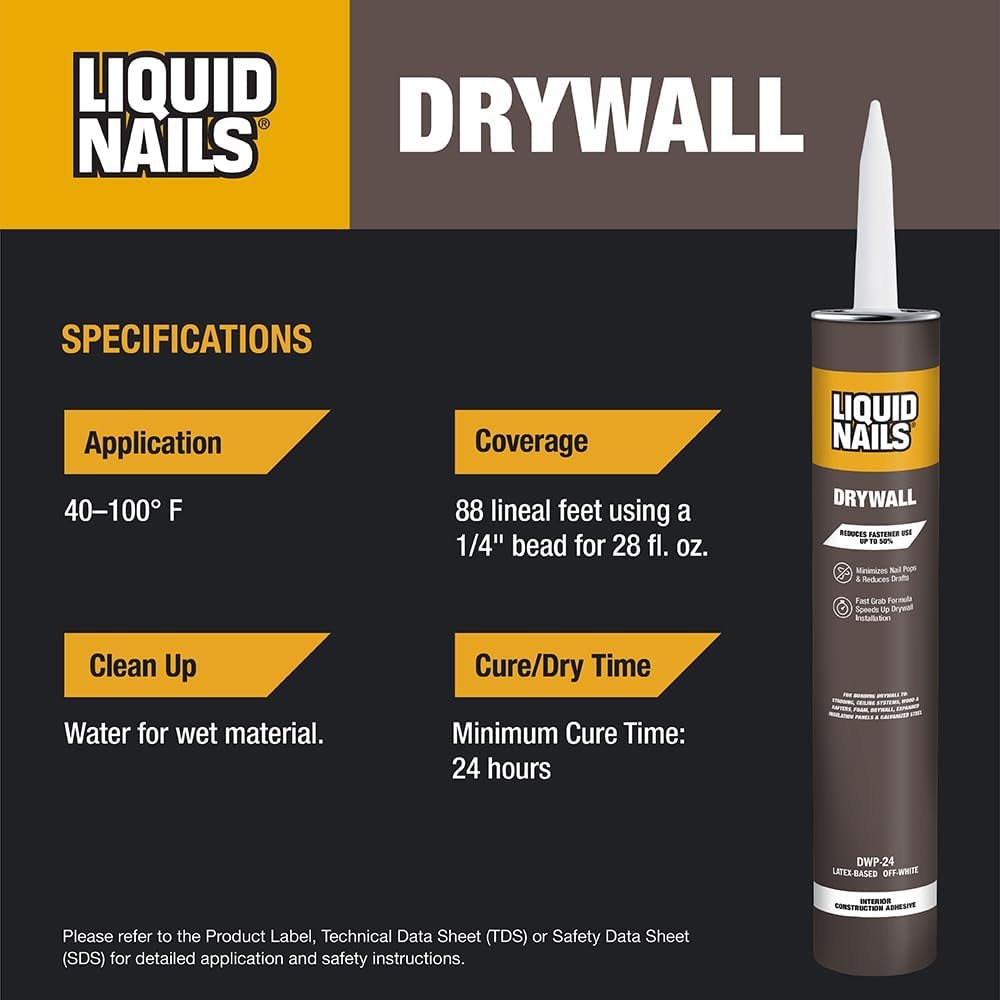 Drywall 28 oz Off-White Interior Adhesive Low VOC, 12 Pack, view 5