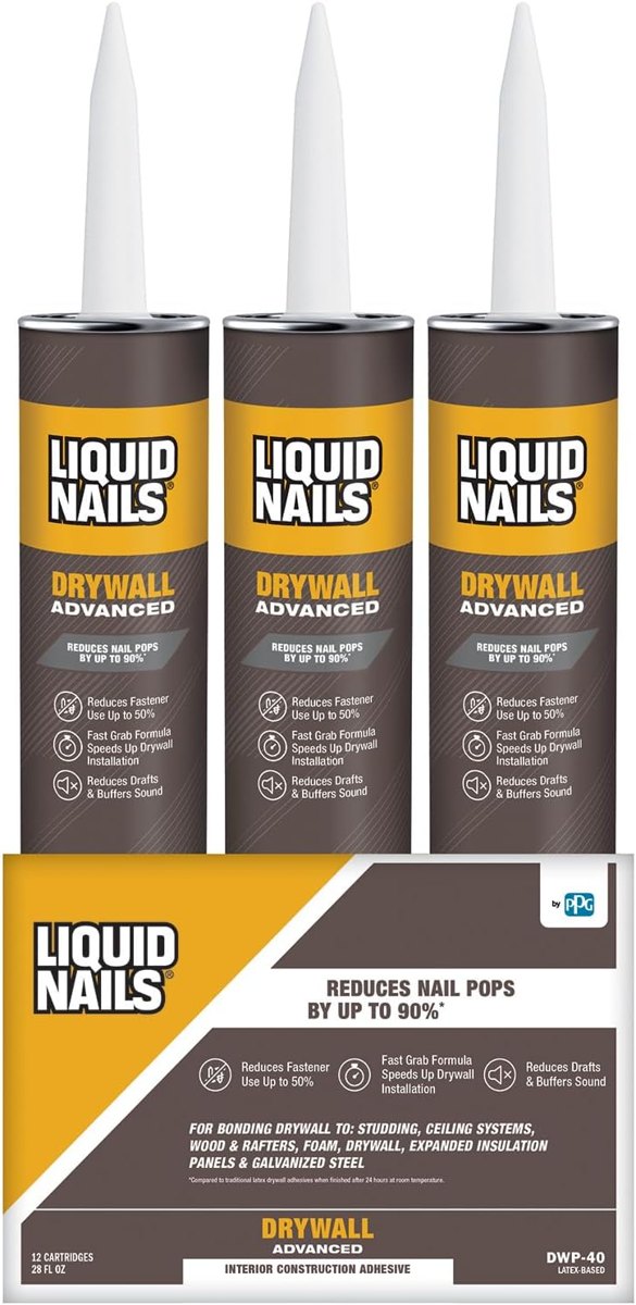 Drywall Advanced 28 oz Off-White Latex Adhesive, 12 Pack, Liquid Nails