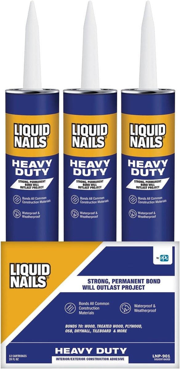 Heavy Duty 28 oz Tan Solvent-Based Adhesive, 12 Pack, Liquid Nails