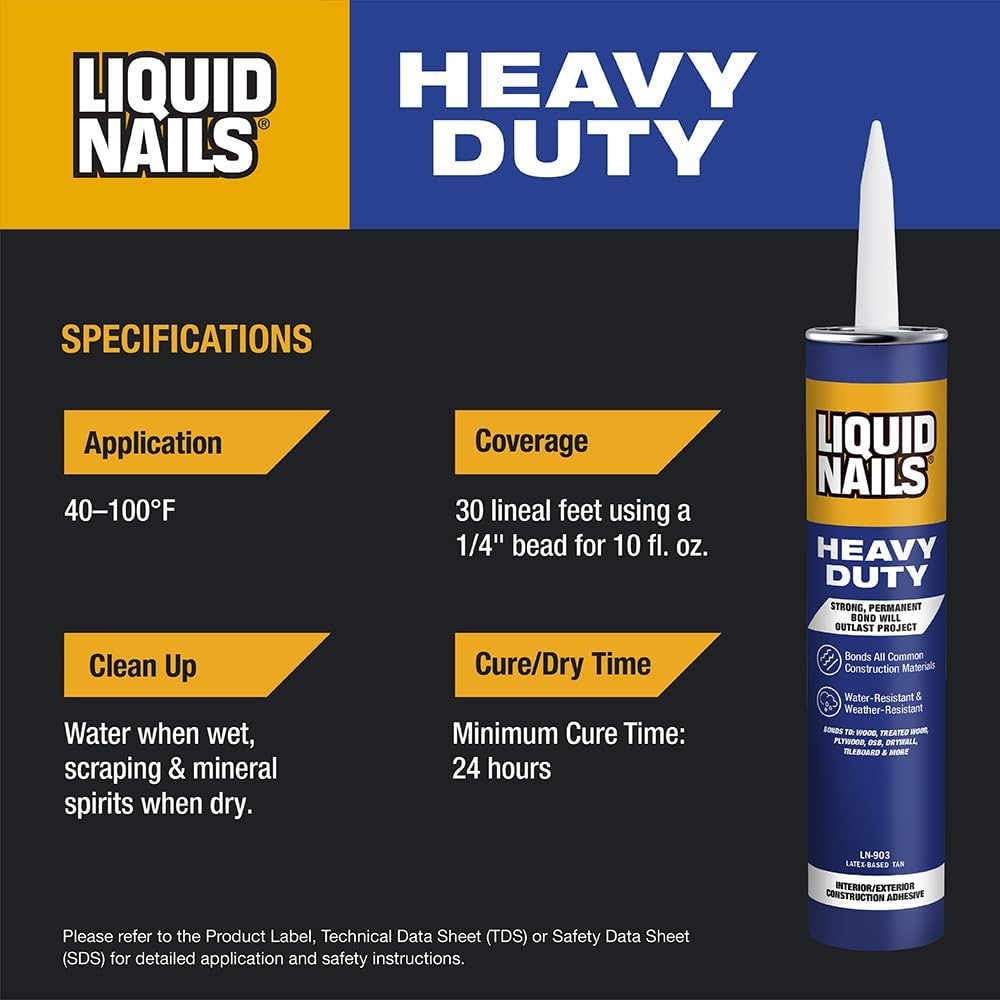 Heavy Duty Construction Adhesive 10 oz, 6 Pack, view 4