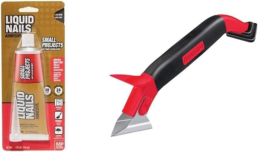 Small Projects Adhesive 4 oz + 3-in-1 Caulk Tool, Liquid Nails