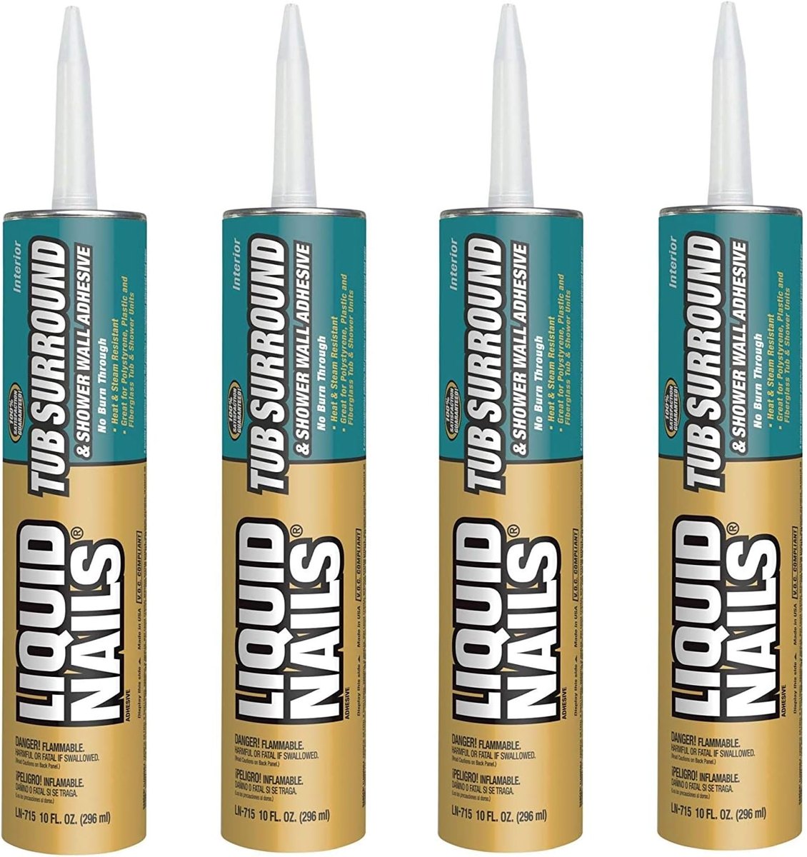 LN-715 Tub Surround & Shower Adhesive 10 oz, 4 Pack, Liquid Nails