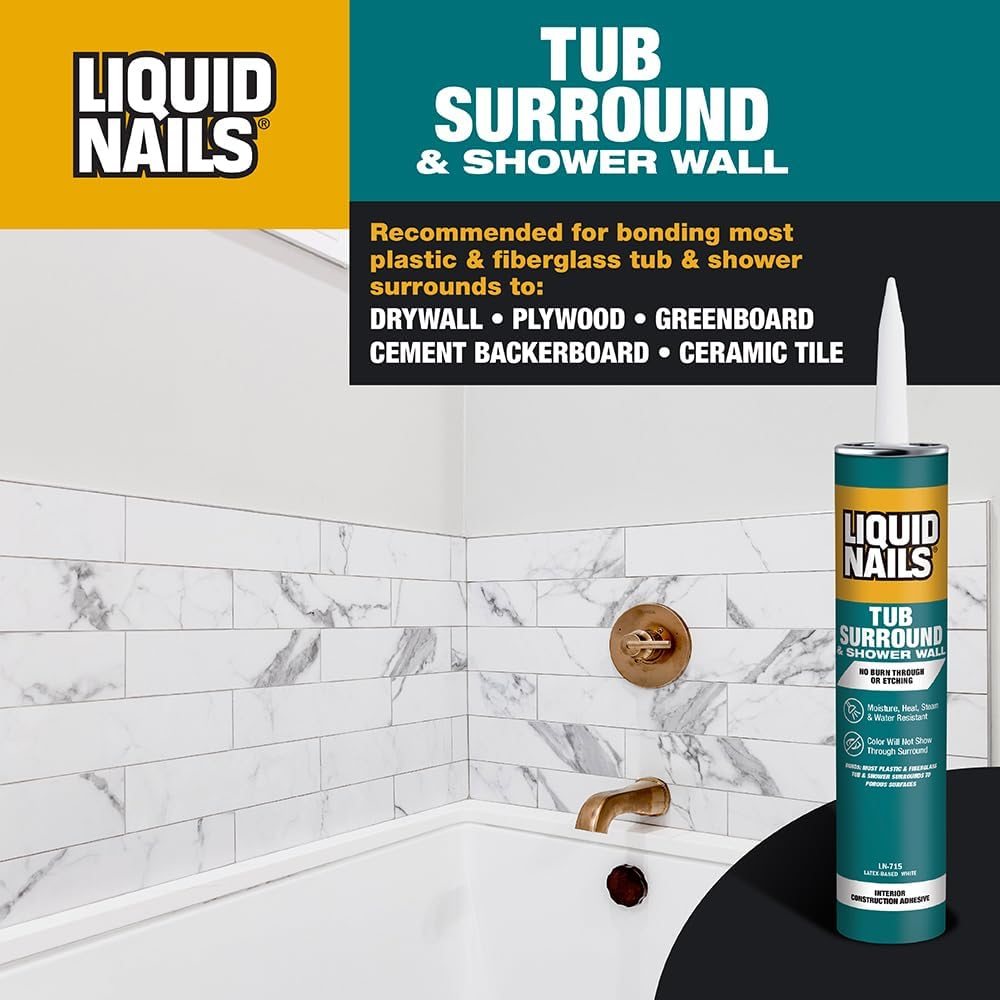 Tub Surround & Shower Adhesive, 10 oz, view 5