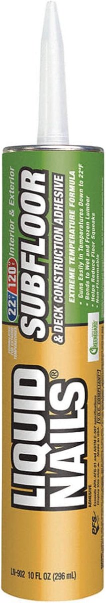 LN-902 Subfloor & Deck Adhesive 10 oz White, 6 Pack, Liquid Nails