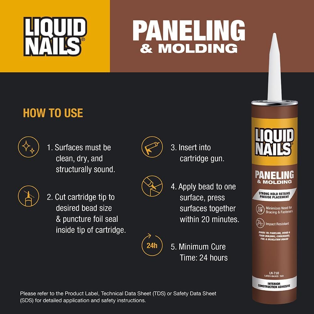 Paneling & Molding Adhesive Low VOC 10 oz, 2 Pack, view 5