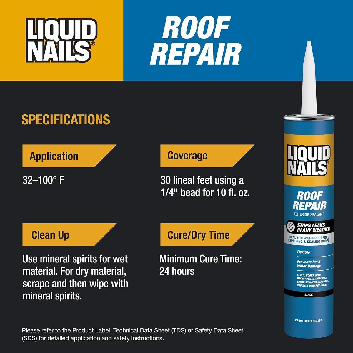 Roof Repair 10.3 oz Black Waterproofing Adhesive, 12 Pack, view 4