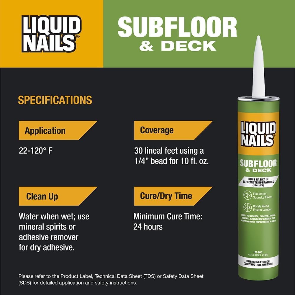 Subfloor & Deck 28 oz White Latex Adhesive, 12 Pack, view 5