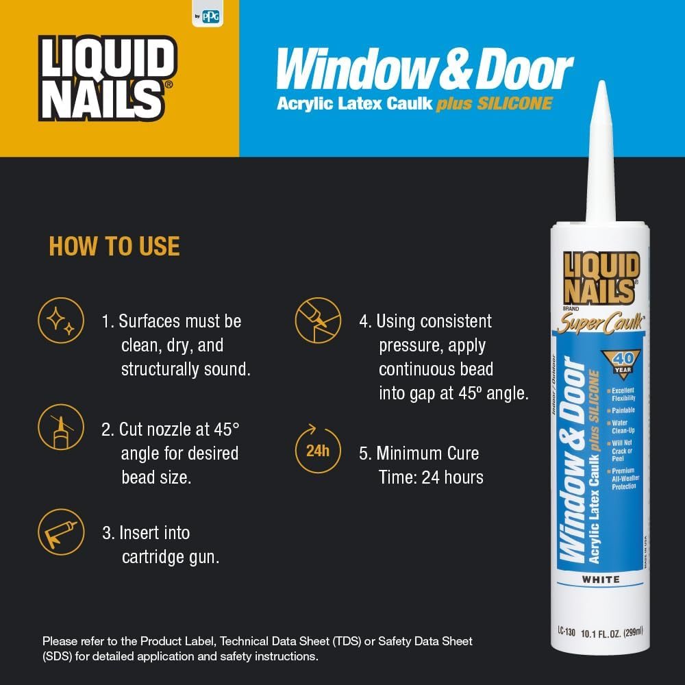 Super Caulk 10.1 oz Clear Window & Door Caulk, view 3