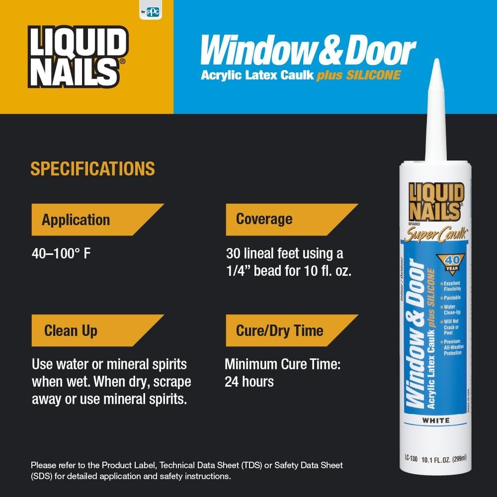 Super Caulk 10.1 oz White Window & Door Caulk, view 4