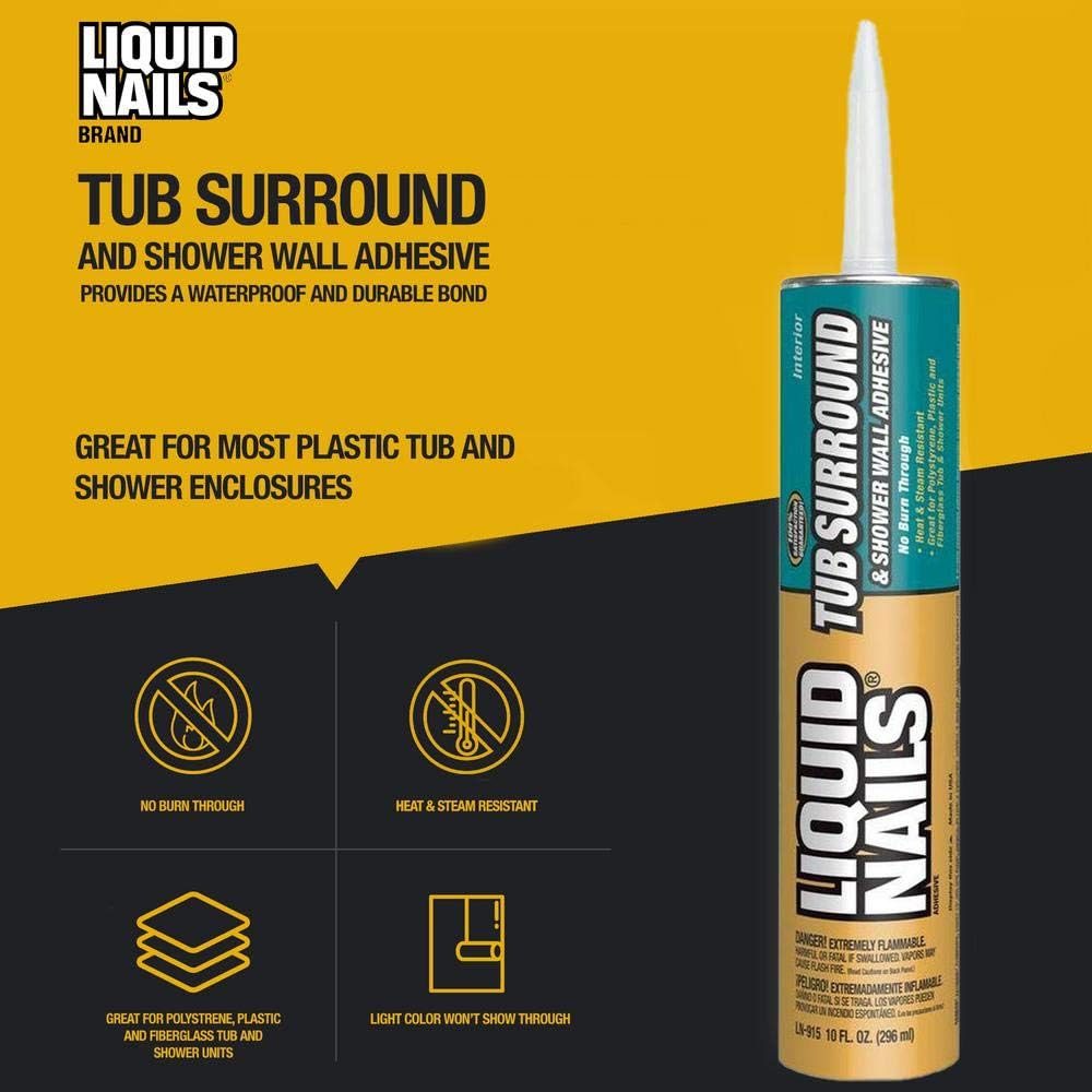 Tub Surround & Shower Wall High Strength Acrylic Adhesive 10 oz, Case of 12, view 2