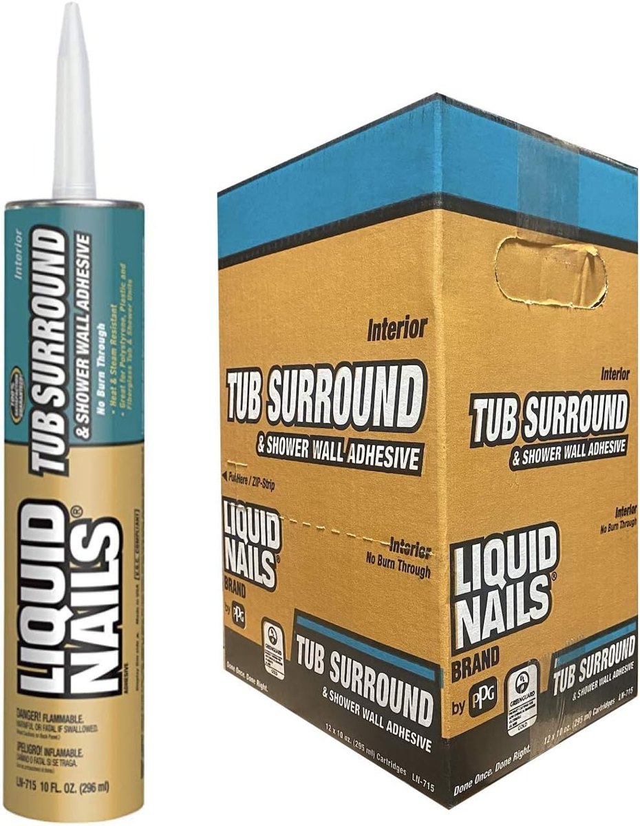 Tub Surround & Shower Wall High Strength Acrylic Adhesive 10 oz, Case of 12, Liquid Nails